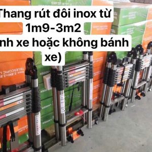 Thang inox rút đôi 56ai chữ a 2,8m bánh xe - Ảnh 4