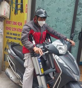 Thang nhôm rút đôi 64ai chữ a 3,2m bánh xe - Ảnh 4