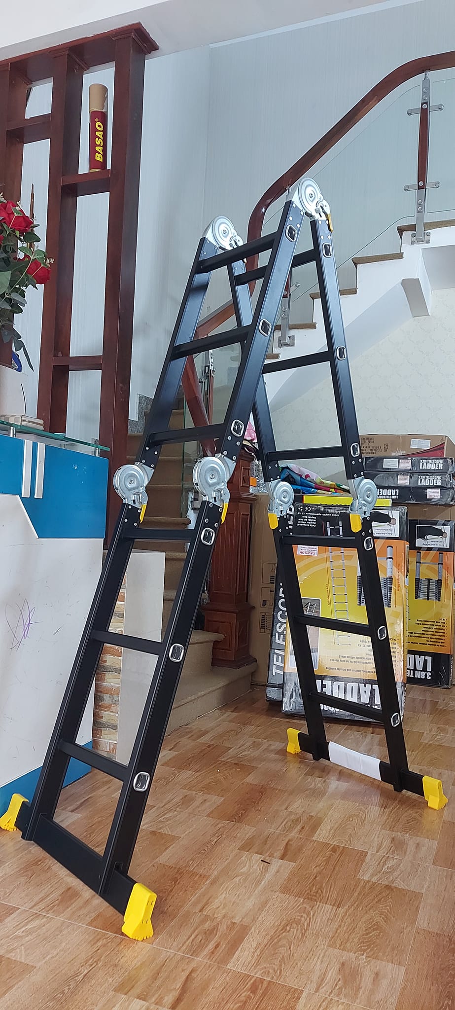 Thang nhôm chữ m 3,7m NINDA chân thẳng - Ảnh 3
