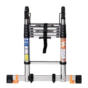 Thang inox rút đôi 56ai chữ a 2,8m bánh xe