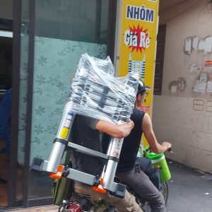 Thang nhôm rút đôi 64ai chữ a 3,2m bánh xe - Ảnh 3