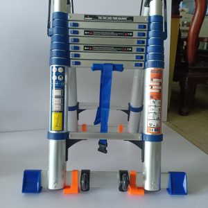 Thang nhôm rút đôi bánh xe 74AI màu xanh