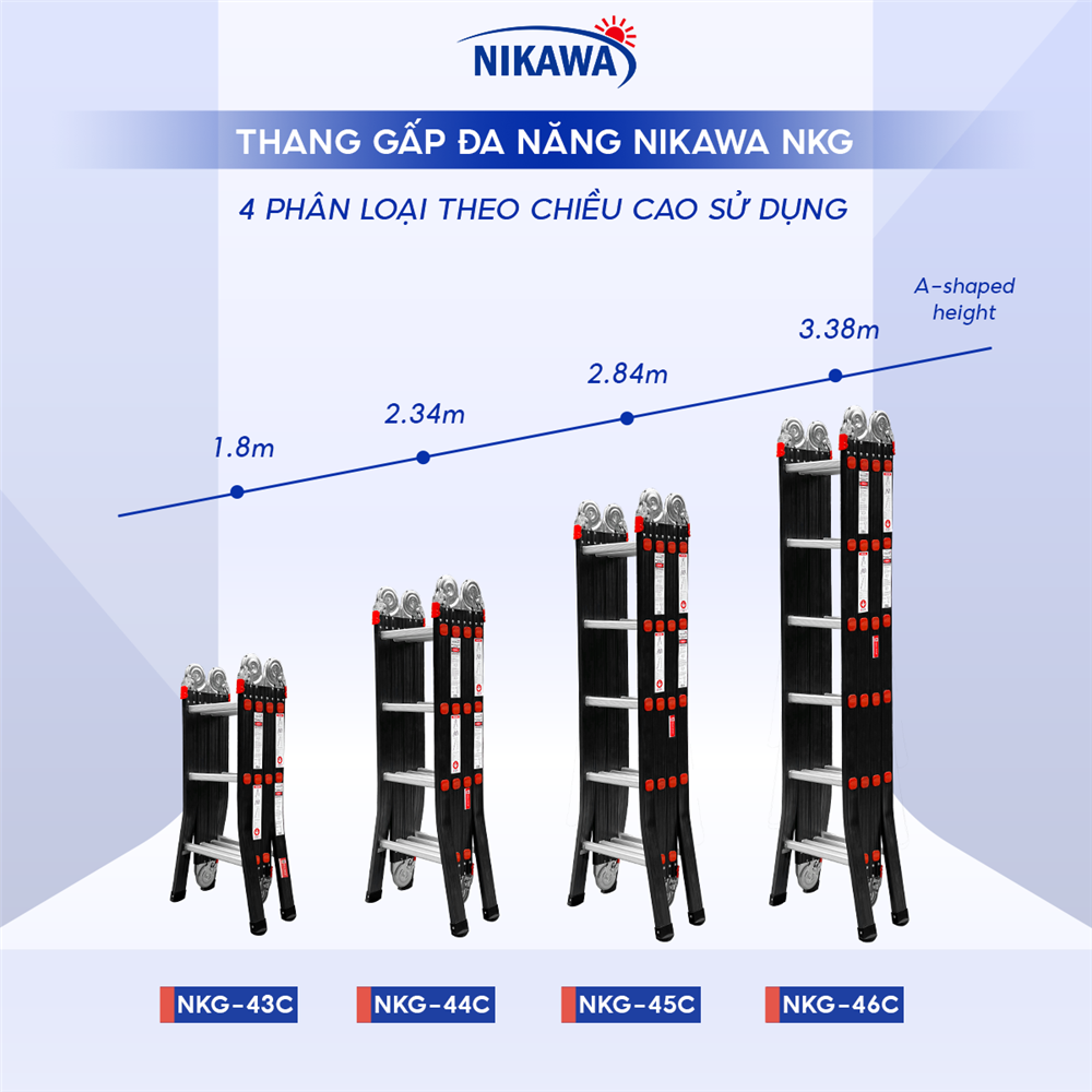 Thang nhôm gấp đoạn NIKAWA NKG-45C - Ảnh 3