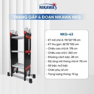 Thang nhôm gấp đoạn NIKAWA NKG-43