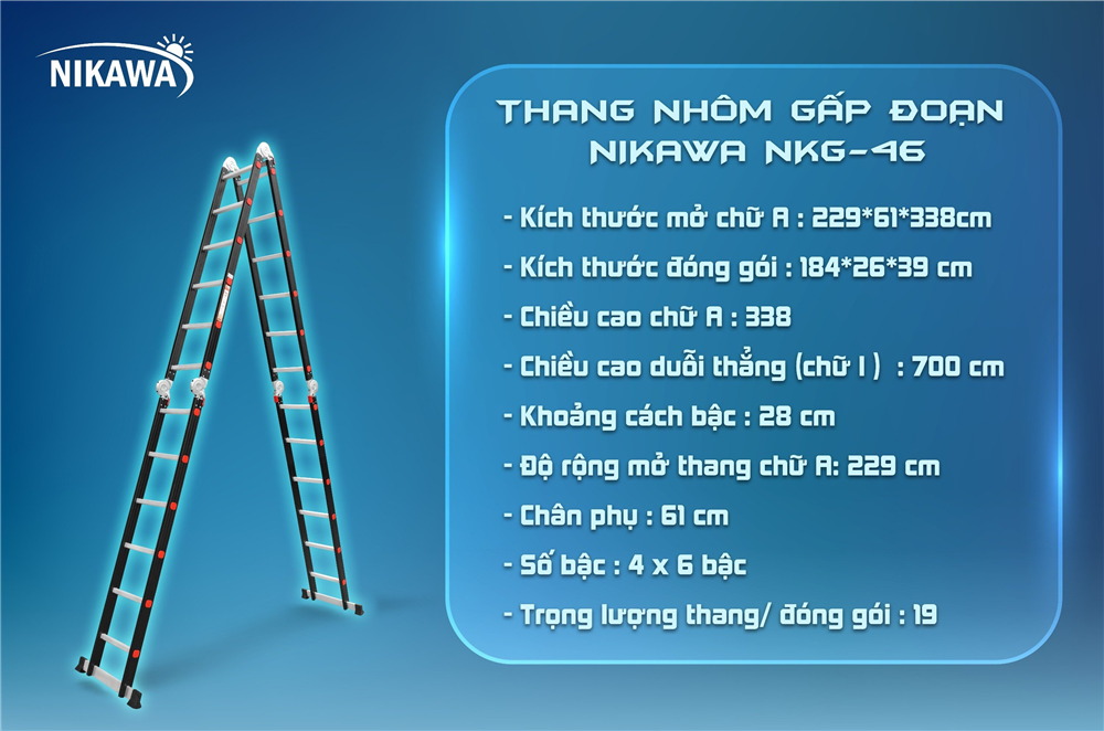 Thang nhôm gấp đoạn NIKAWA NKG-46