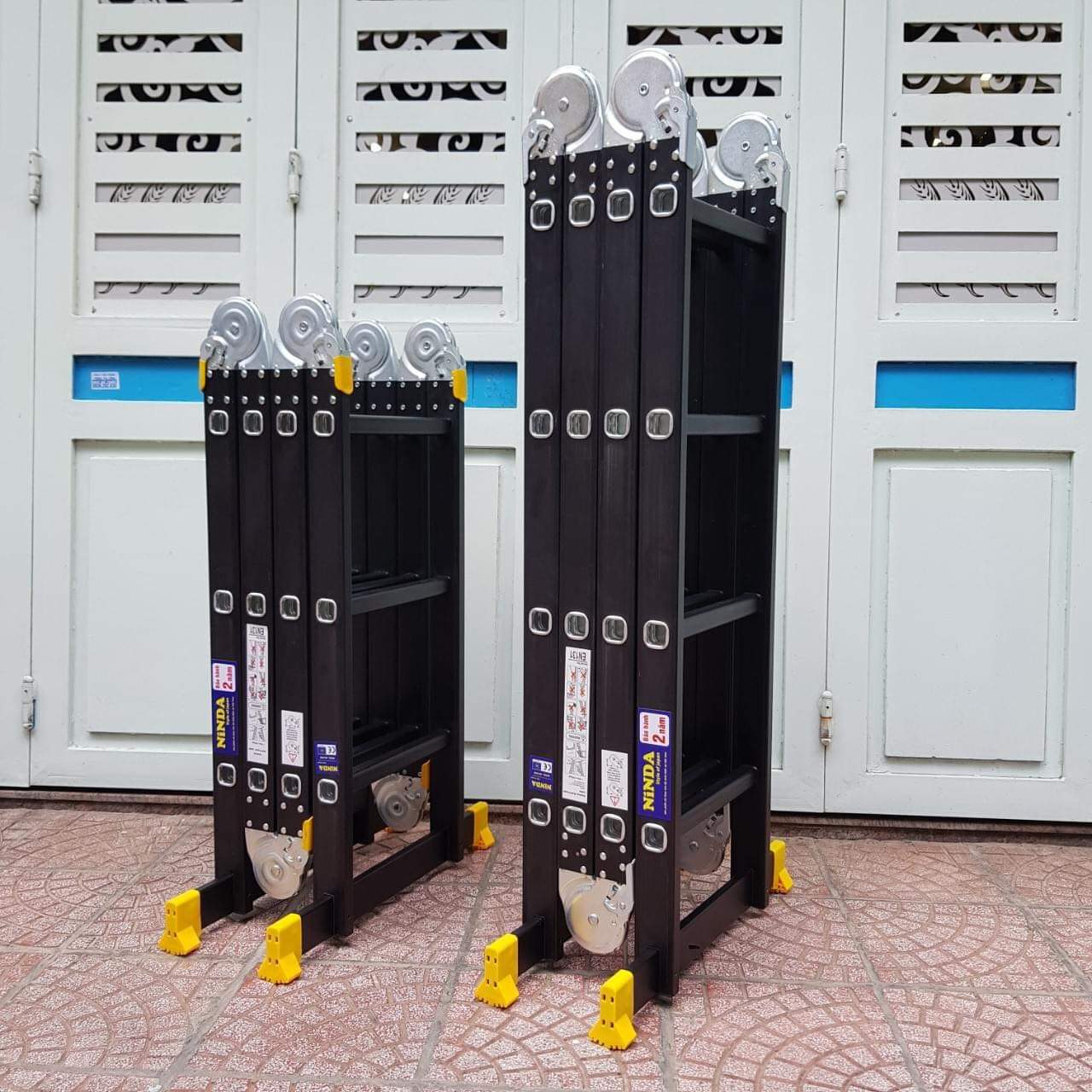 Thang nhôm chữ m 3,7m NINDA chân thẳng - Ảnh 8